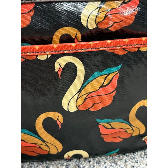Fossil Key-Per Coated Canvas Swan Crossbody Bag Purse Boho Colorful Artsy Unique - Picture 5 of 11